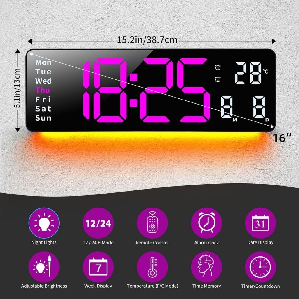 Horloge Numérique LED Murale et Table – ساعة رقمية