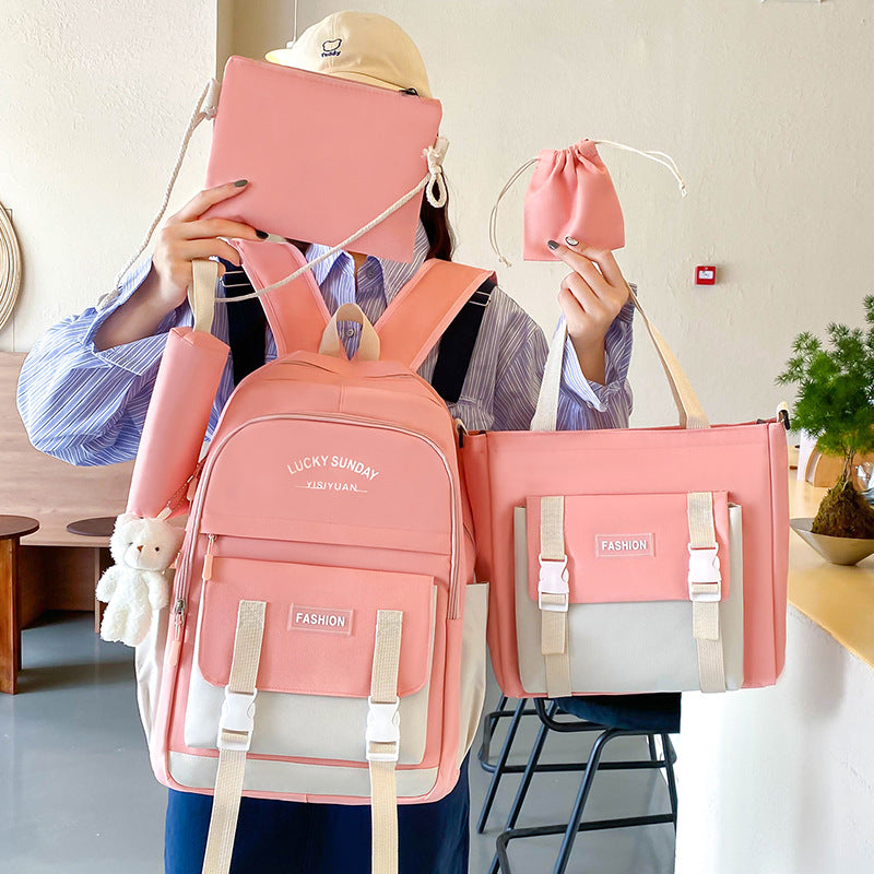 Ensemble de sacs d’école Kawai pour adolescents 5Pcs YISIYUAN Bleu – محفظة 5 قطع كاواي أزرق