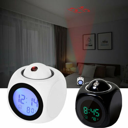Horloge numérique de Projection LCD à LED, alarme vocale, fonction Snooze, thermomètre