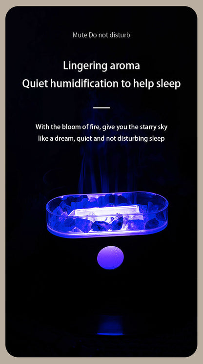 Humidificateur flamme multicolore des huiles essentielles aromatiques en pierre de sel 200ml - موزع روائح الزيوت العطرية باللهب مع صخور الملح الكريستالي 200 مل