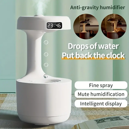 Réveil et Humidificateur d’air gouttelettes d’eau Anti-gravité 800ml - تنزوت