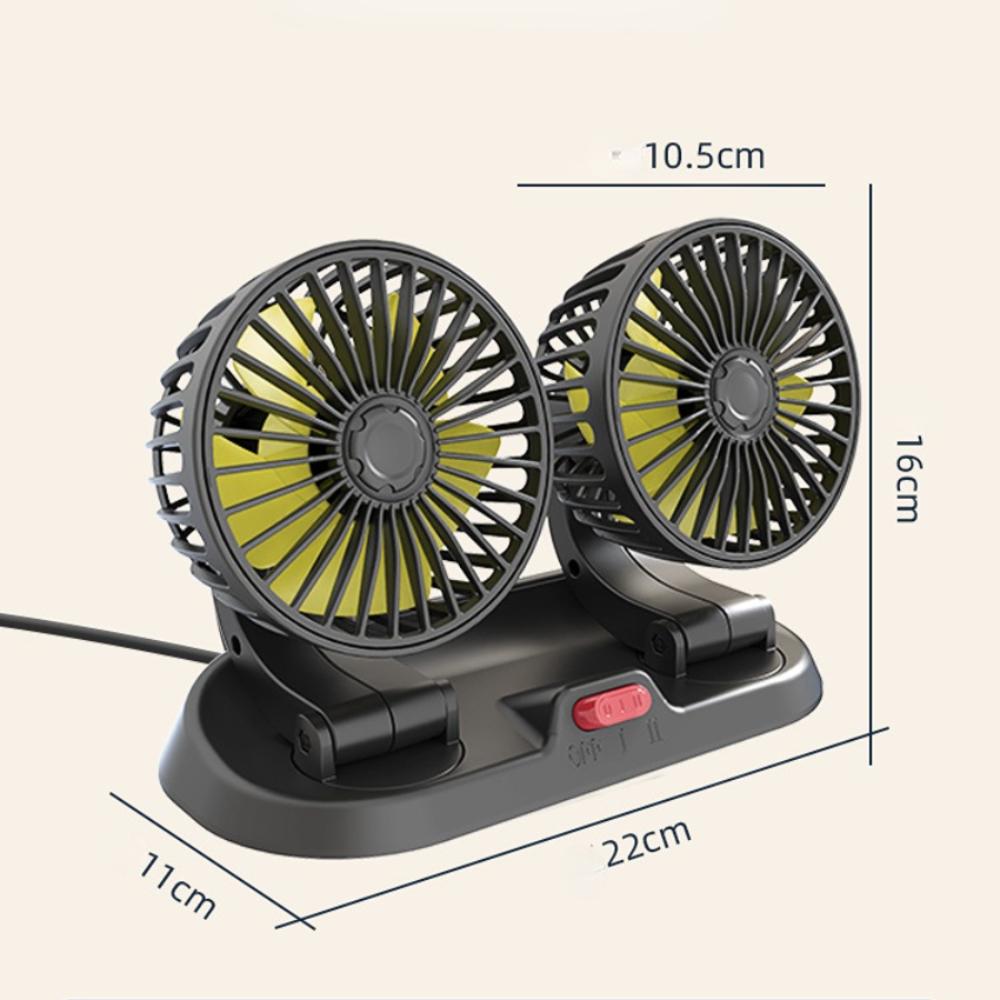Ventilateur de voiture puissant et silencieux double rotation à 360 -12V