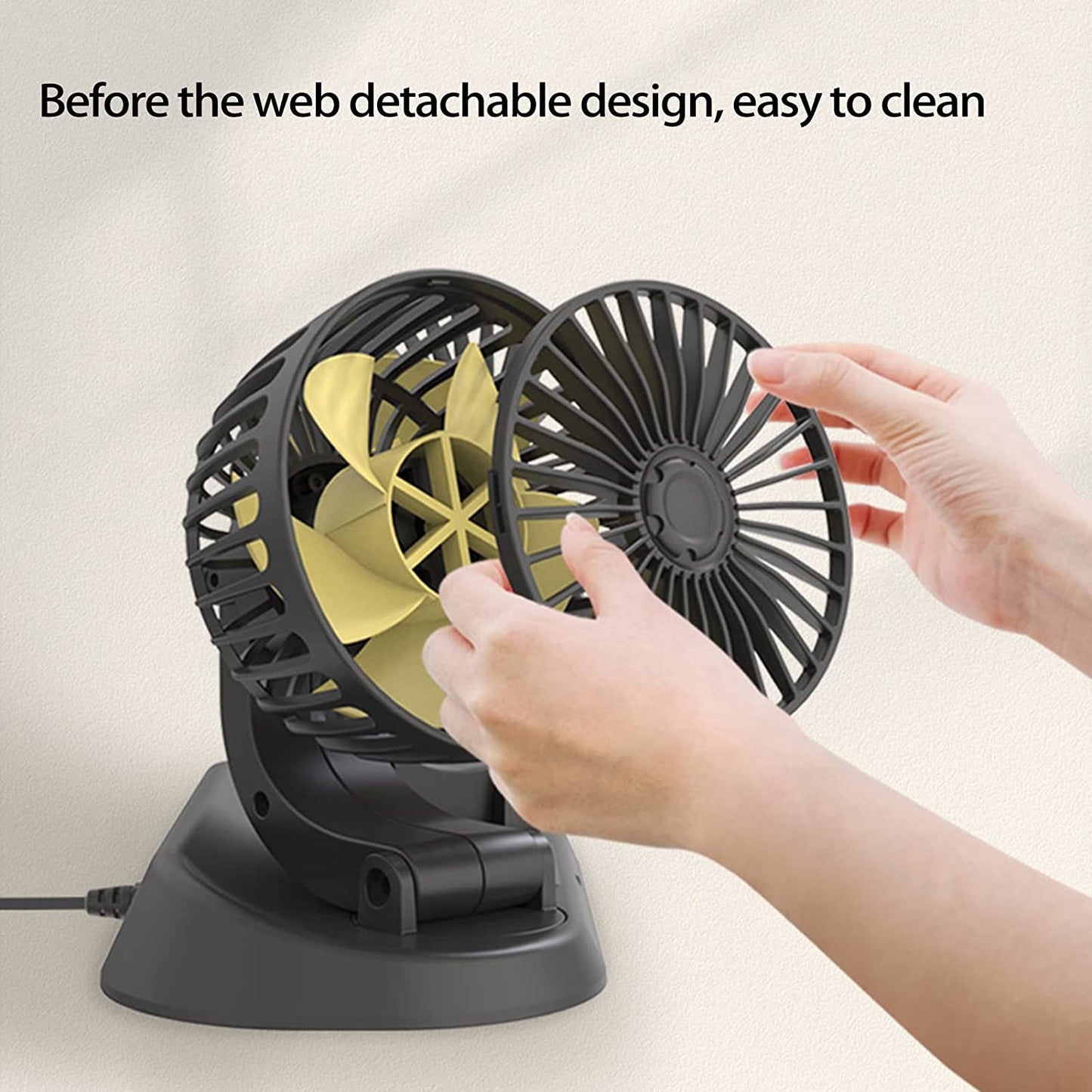 Ventilateur de voiture puissant et silencieux double rotation à 360 -12V