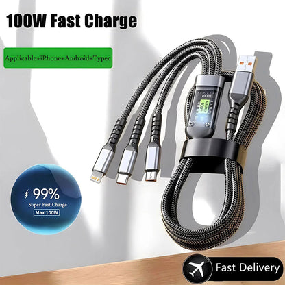 Câble USB 3en1 100W Charge rapide pour tout Type de Smartphone – كابل شحن سريع