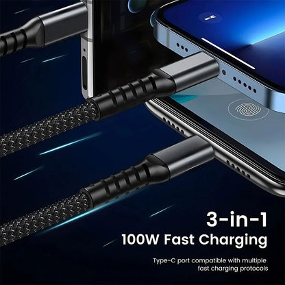Câble USB 3en1 100W Charge rapide pour tout Type de Smartphone – كابل شحن سريع