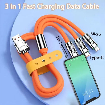 Câble de charge Rapide 3en1 Câble USB de 1.2 m avec 3 connecteurs 100W – كابل شحن سريع