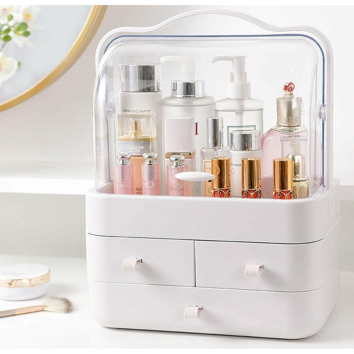Boîte De Rangement Pour Maquillage Et Cosmétiques Avec 3 Tiroirs