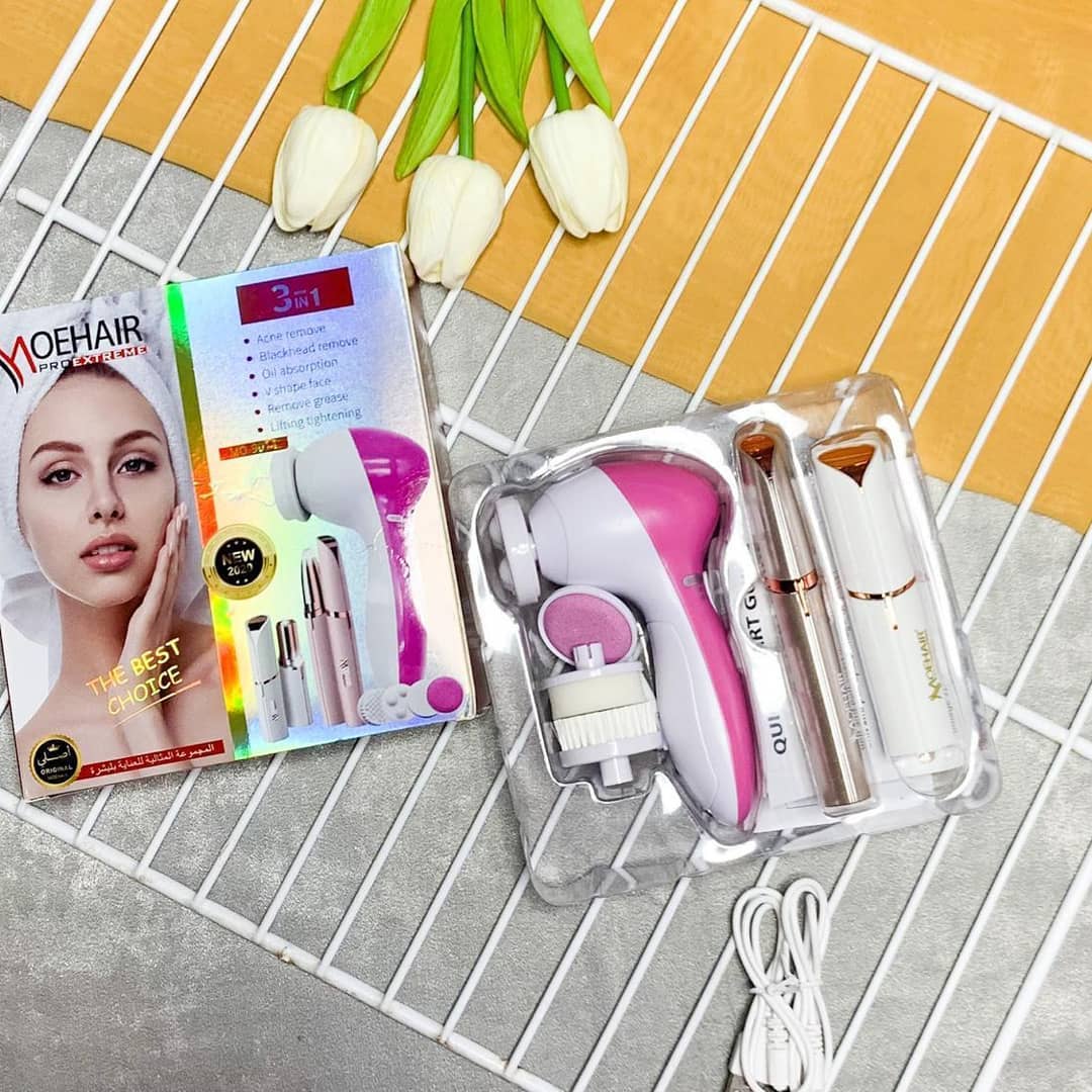 Pack Moehair Beauty 3IN1 de Soins de la peau original .Masseur visage, détermination des sourcils,épilateur