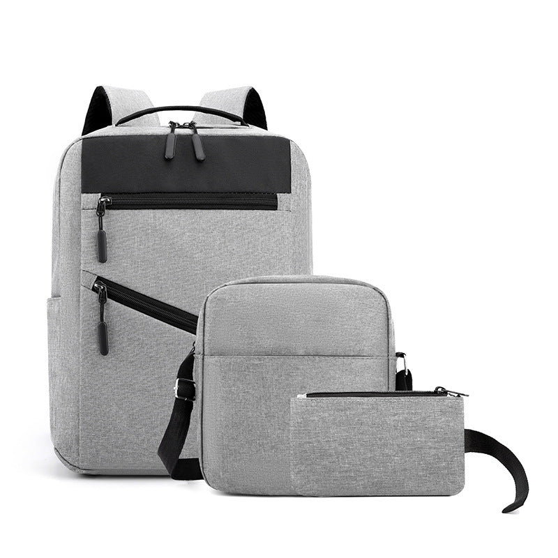 Sac à dos homme avec sac bandoulière et trousse 3en1 gris 127772-5 – محفظة ظهر رجالية 3 قطع رمادي تنزوت