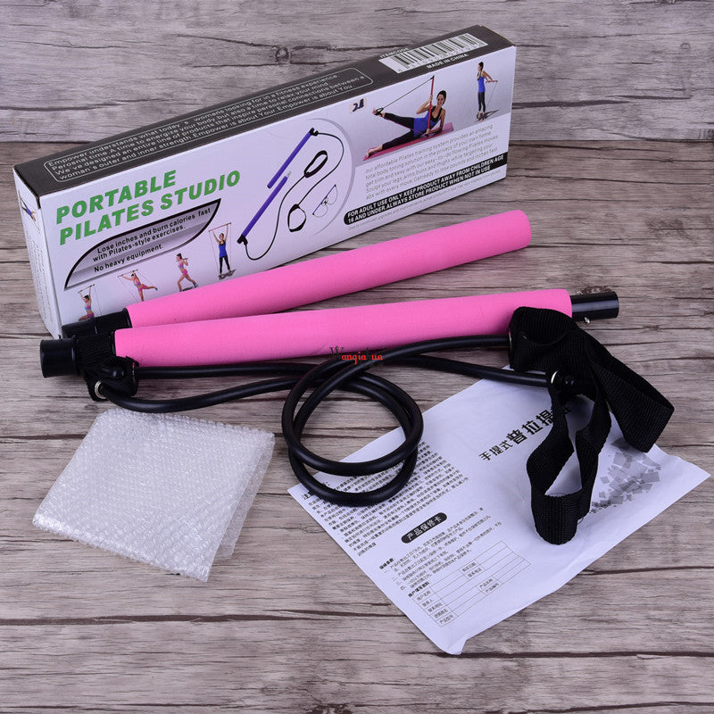 Barre de pilates portable avec bande de résistance réglable