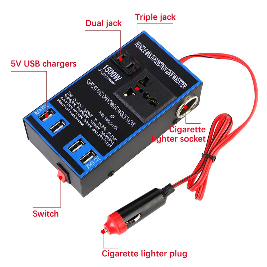 Convertisseur de Tensions pour voiture DC 12 V 24 V vers AC 110 V/220 V – محول تيار الكهربائي في السيارة