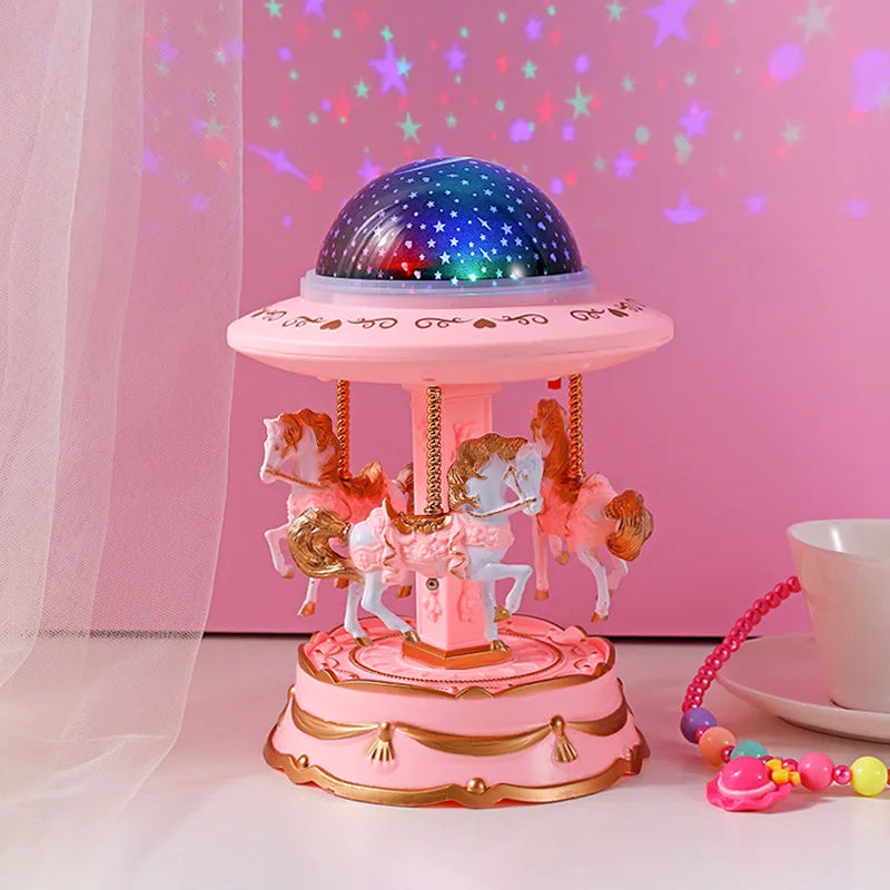 Carrousel Music Box avec projecteur ciel étoilé