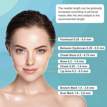 Derma Stamp Professional ديرما ستامب بإبر تيتانيوم قابلة للتعديل 0–3 مم | 140 إبرة للشعر واللحية والبشرة