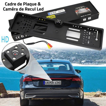 Caméra de recul HD pour voiture, Avec cadre de plaque d'immatriculation Standard , étanche, Vision nocturne, 4 LED