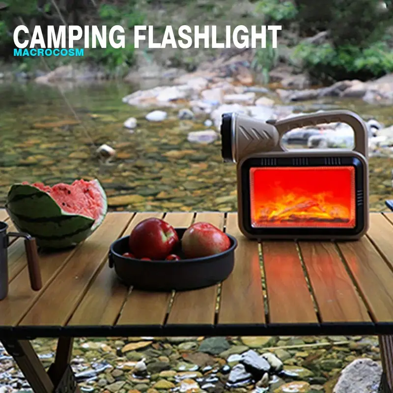 lampe de camping solaire LED à flamme d'atmosphère multifonction charge USB et Power-bank