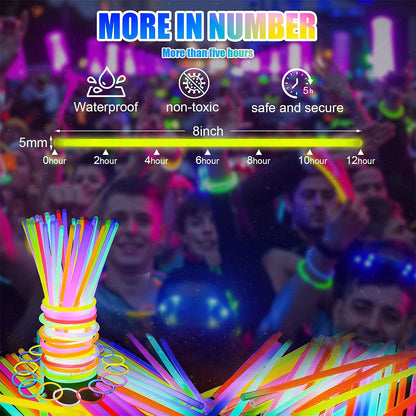 Glow Sticks Bulk Party Favors 50pcs 8inch Party Time - أساور مضيئة للحفلات