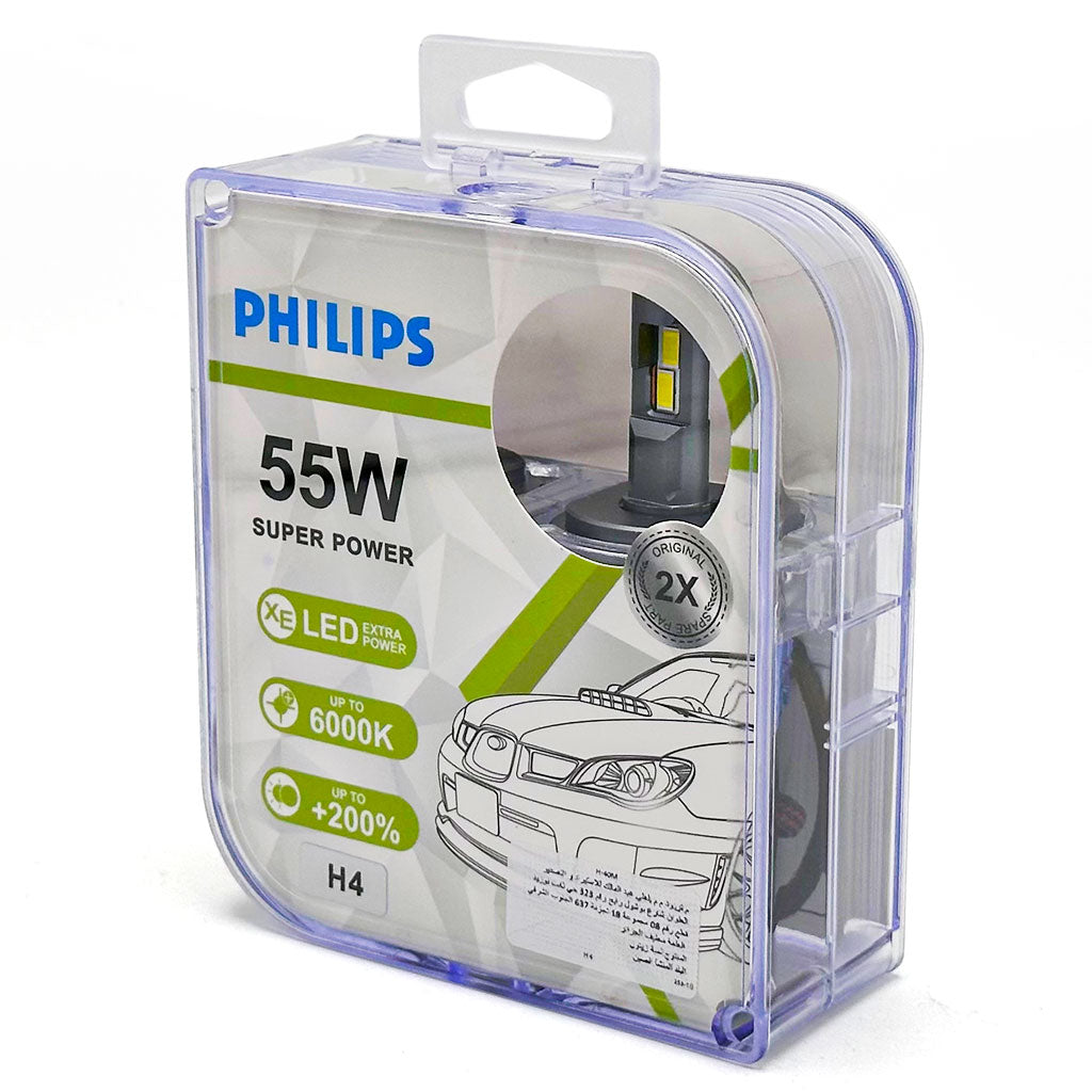 Kit Lampe de phare LED H4 Philips 6000K-16000LM Ultra Puissant - مصابيح إضاءة أمامية للسيارات