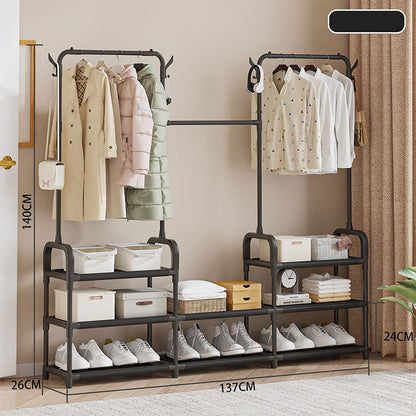 Porte Manteau et Organisateur de Chaussures en Métal de Grande Capacité - علاقة ملابس ومنظم أحذية 2في1