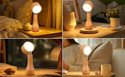Lampe LED Motif en bois portable sans fil rechargeable à interrupteur tactile 4000K - مصباح مكتب يعمل باللمس