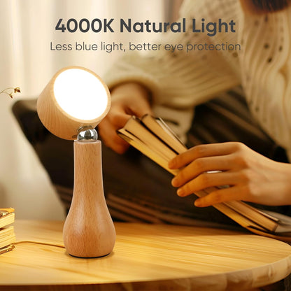 Lampe LED Motif en bois portable sans fil rechargeable à interrupteur tactile 4000K - مصباح مكتب يعمل باللمس