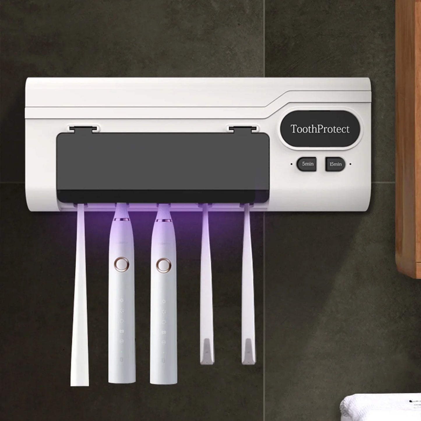 Désinfectant et support de brosse à dents intelligent rechargeable 5 emplacements - حامل فرش الأسنان
