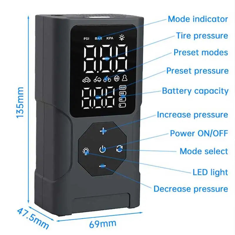 Compresseur d'air portable Fast Air Pump Rechargeable sans fil 150 PSI - جهاز ضغط عجلات محمول
