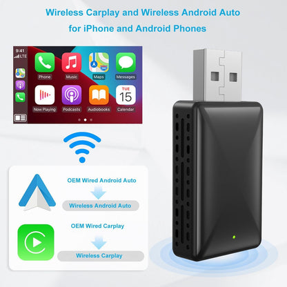 Adaptateur sans fil Android pour voiture Carplay et Android Auto - محول "كاربلاي" اللاسلكي 2 في 1