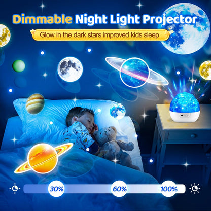 Projecteur Veilleuse Système Solaire pour Enfants Rotation à 360° + 5 Films Planètes - جهاز عرض النجوم "ستار-دريم" للأطفال