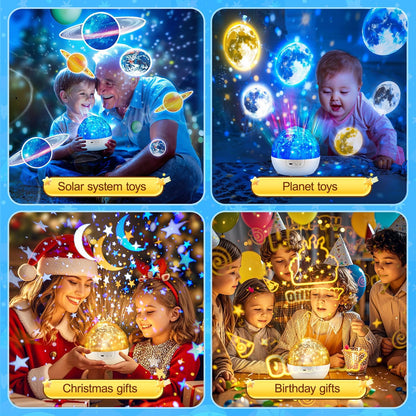 Projecteur Veilleuse Système Solaire pour Enfants Rotation à 360° + 5 Films Planètes - جهاز عرض النجوم "ستار-دريم" للأطفال