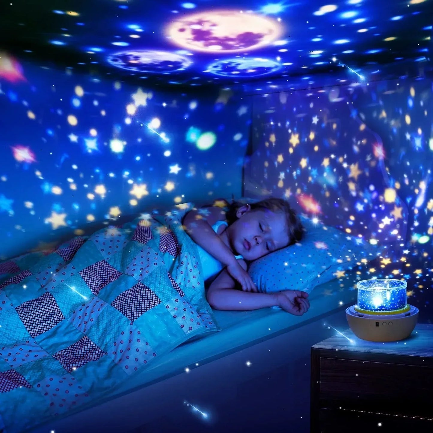 Projecteur Veilleuse Système Solaire pour Enfants Rotation à 360° + 5 Films Planètes - جهاز عرض النجوم "ستار-دريم" للأطفال