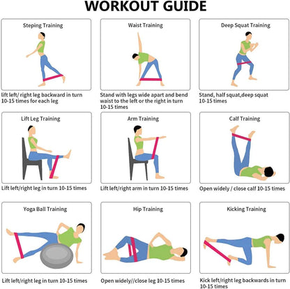 Ensemble de bandes de résistance Elastiques 5Pcs pour exercices de sport - طقم أحزمة المقاومة للرياضيين