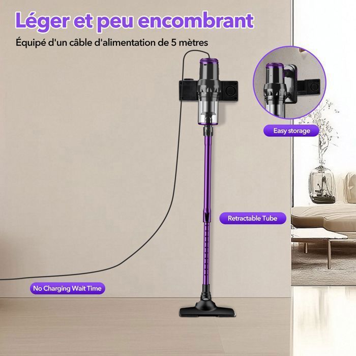 Multismart Aspirateur Balai Filaire Sans Sac 500W 5 en 1 avec Aspirateur à Main - 18KPa - مكنسة كهربائية يدوية
