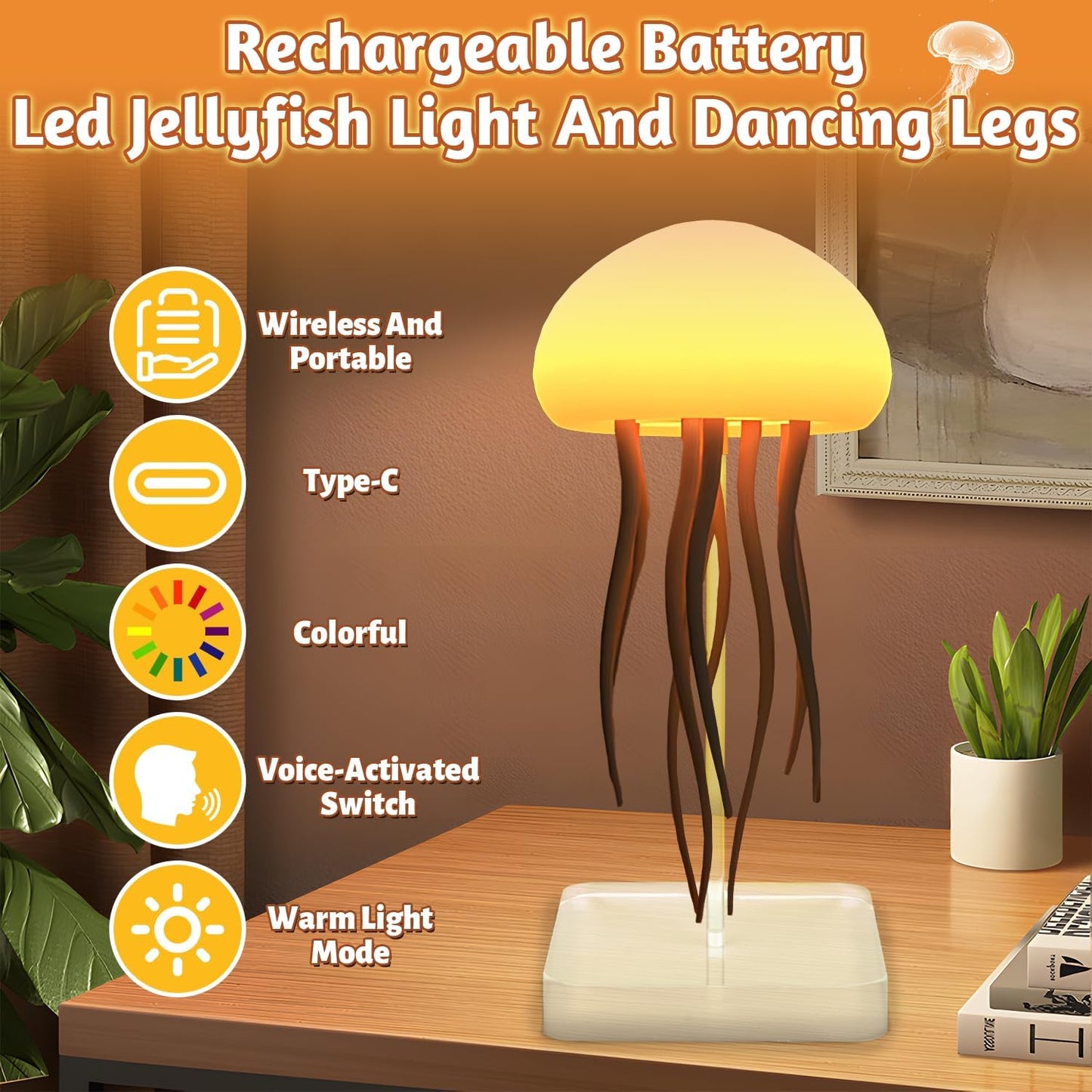 Lampe de chevet méduse à dégradé RGB avec tentacules animés - مصباح قنديل البحر