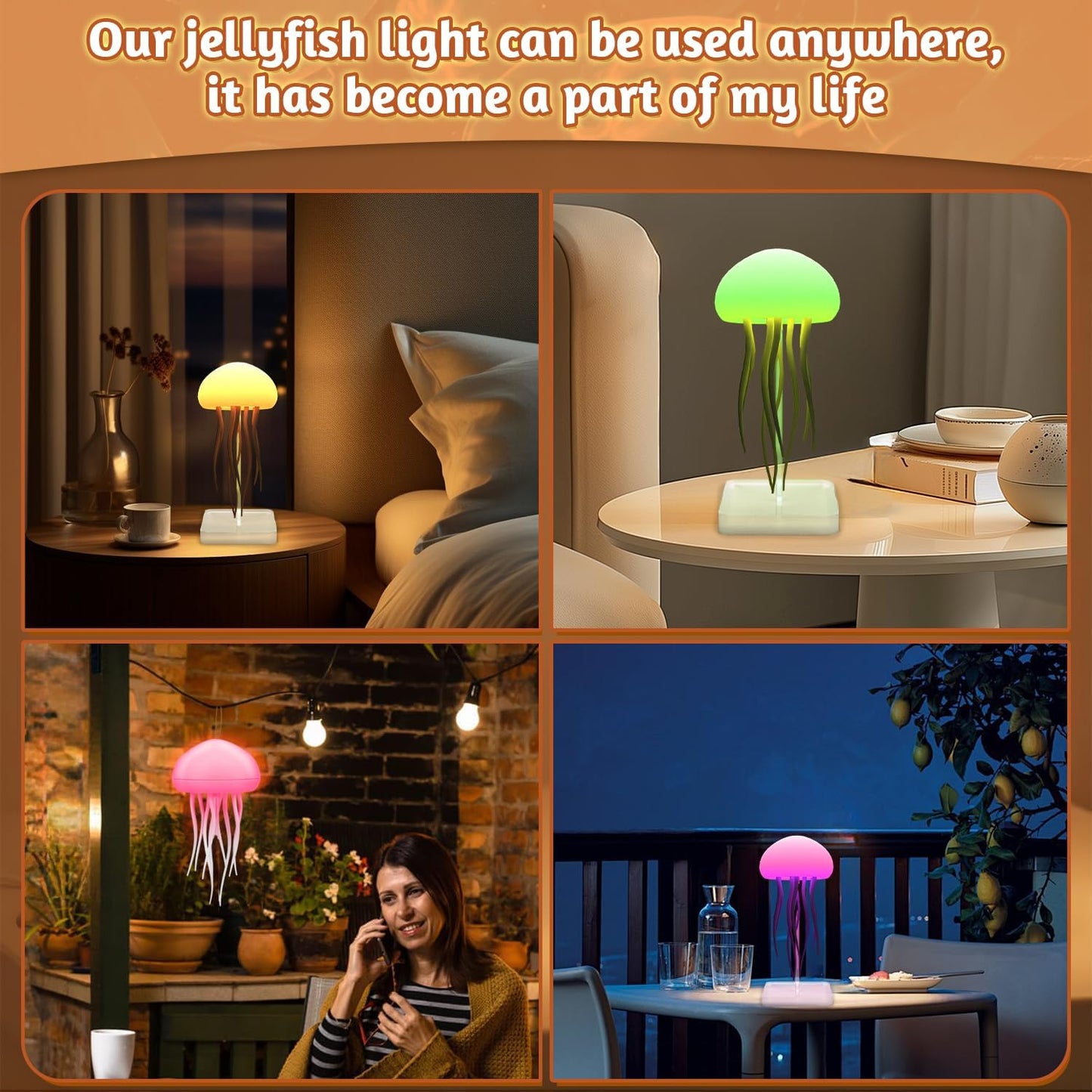 Lampe de chevet méduse à dégradé RGB avec tentacules animés - مصباح قنديل البحر