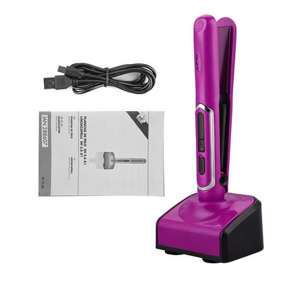 Mini Lisseur à cheveux rechargeable USB avec Base de Chargement - مكواة شعر لاسلكية 2 في 1
