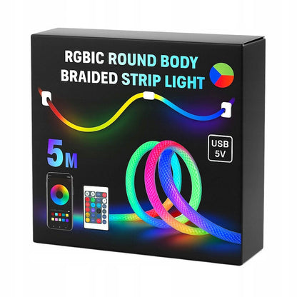 Bande LED RGB tube 360° numérique 5m 16mm USB 5V App Control - شريط إضاءة ملونة