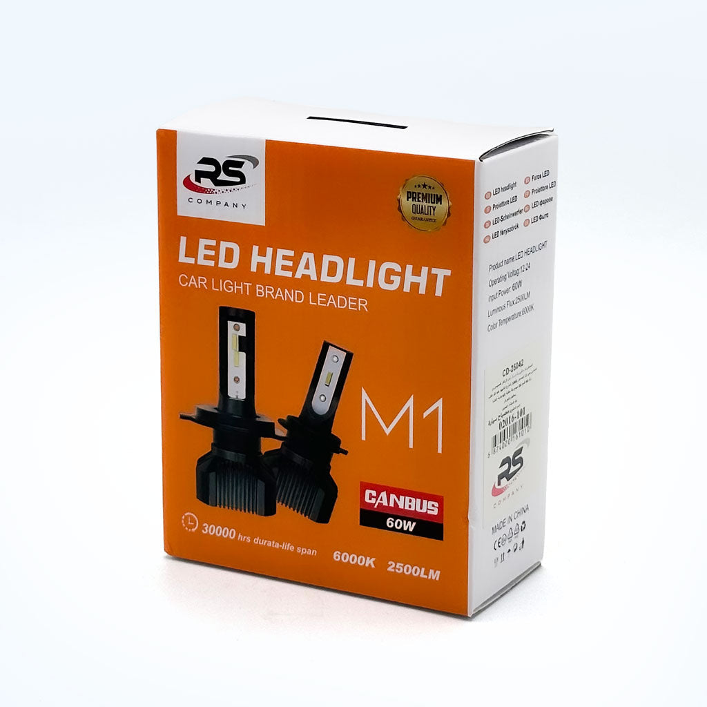 Kit Lampe de phare Canabus M1 H4 LED 6000K 60W - مصابيح إضاءة أمامية للسيارات