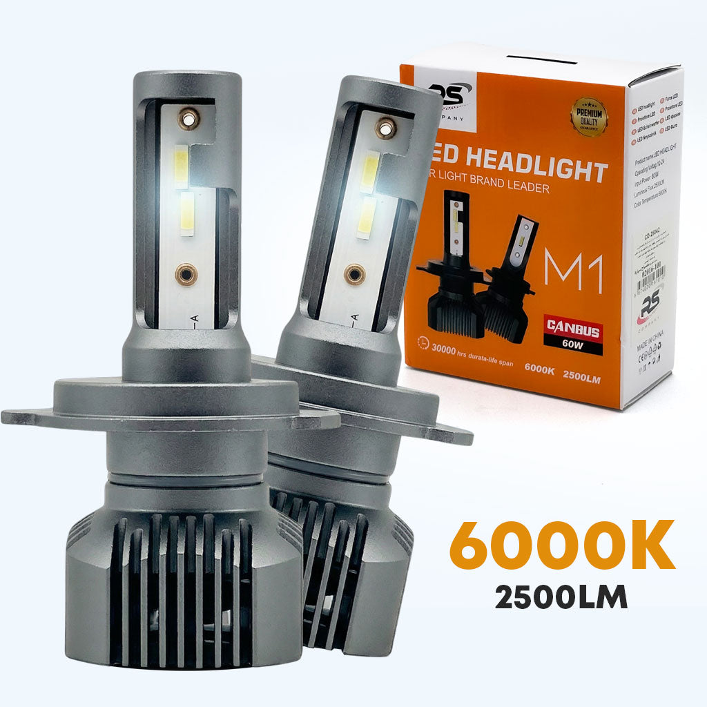 Kit Lampe de phare Canabus M1 H4 LED 6000K 60W - مصابيح إضاءة أمامية للسيارات تنزوت