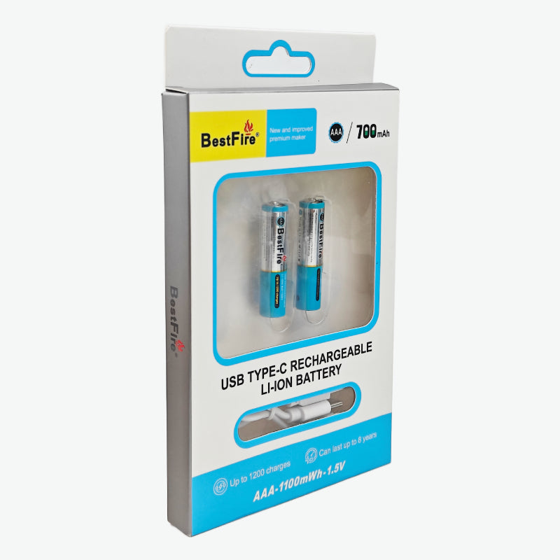 Pile rechargeable USB type C AAA 700mWh en lithium BestFire - بطارية ليثيوم قابلة لإعادة الشحن