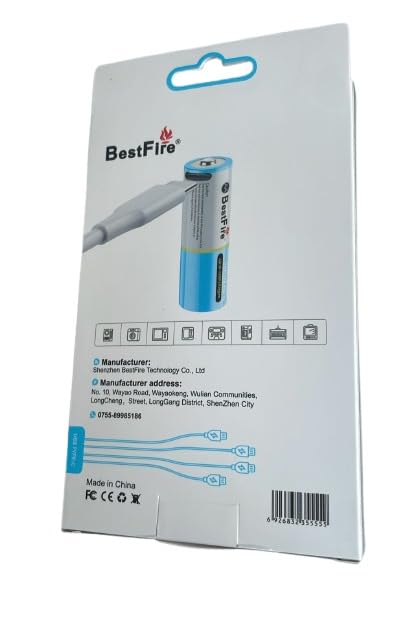 BestFire AA USB Type-C 2150mAh Rechargeable Li-ion Battery - 3200mWh(1.5V) - بطارية ليثيوم قابلة لإعادة الشحن