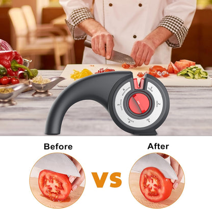 Aiguiseur de couteaux de cuisine 6 en 1 avec bouton rotatif multifonction - مسن سكاكين