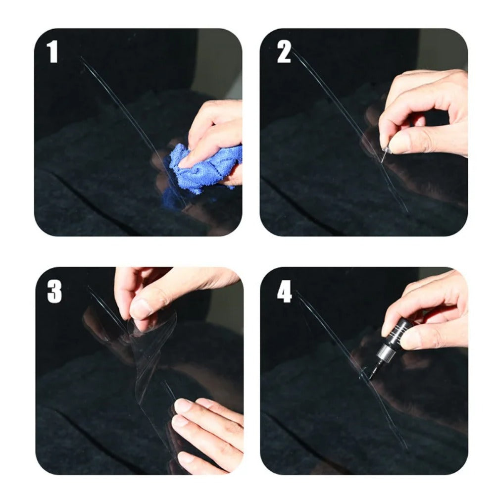 Kit de réparation de pare-brise fissuré - طقم إصلاح الزجاج الأمامي المتشقق