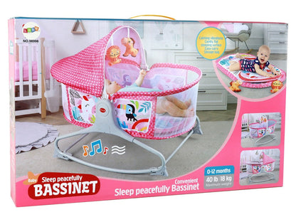 Bassinet Berceau, Lit à bascule avec tapis 2en1, sons et vibrations pour Bébé - سرير أطفال هزاز مع حصيرة