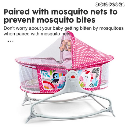 Bassinet Berceau, Lit à bascule avec tapis 2en1, sons et vibrations pour Bébé - سرير أطفال هزاز مع حصيرة