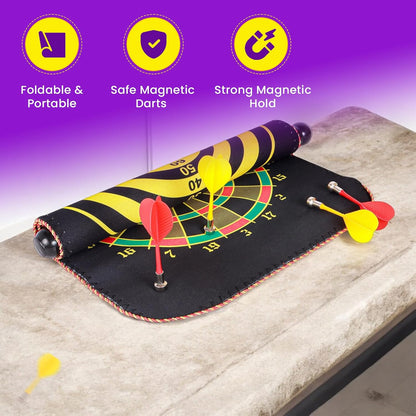 Jeu de fléchettes magnétique avec cible enroulable et suspendue avec 6 fléchettes incluses - لعبة رمي السهام