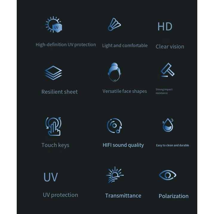 Lunettes de soleil intelligentes ecouteurs sans fil Bluetooth, appels mains libres - نظارات شمسية ذكيةو سماعات رأس لاسلكية بتقنية البلوتوث