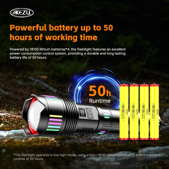 Lampe Torche tactique ultra-puissant 2000 lumens Portée  600 mètres battrie 16000mAh - مصباح يدوي تكتيكي فائق القوة