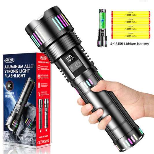 Lampe Torche tactique ultra-puissant 2000 lumens Portée  600 mètres battrie 16000mAh - مصباح يدوي تكتيكي فائق القوة تنزوت
