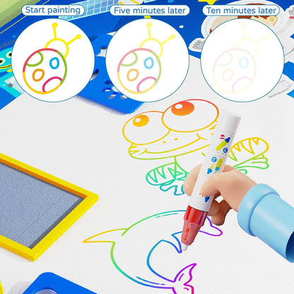 Tapis Water Canevas réutilisable et lavable pour enfants avec zone d'entraînement alphanumérique - بساط تلوين للأطفال