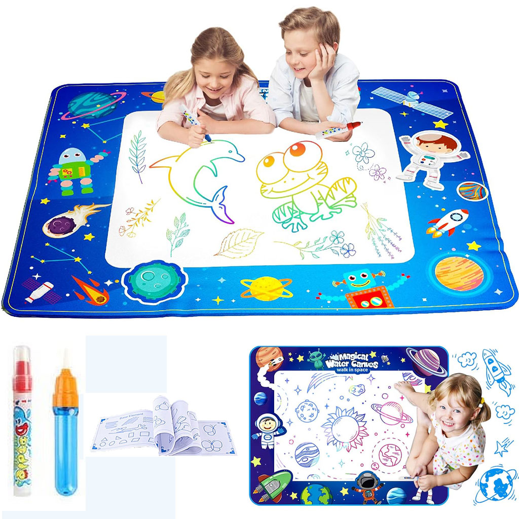 Tapis Water Canevas réutilisable et lavable pour enfants avec zone d'entraînement alphanumérique - بساط تلوين للأطفال تنزوت